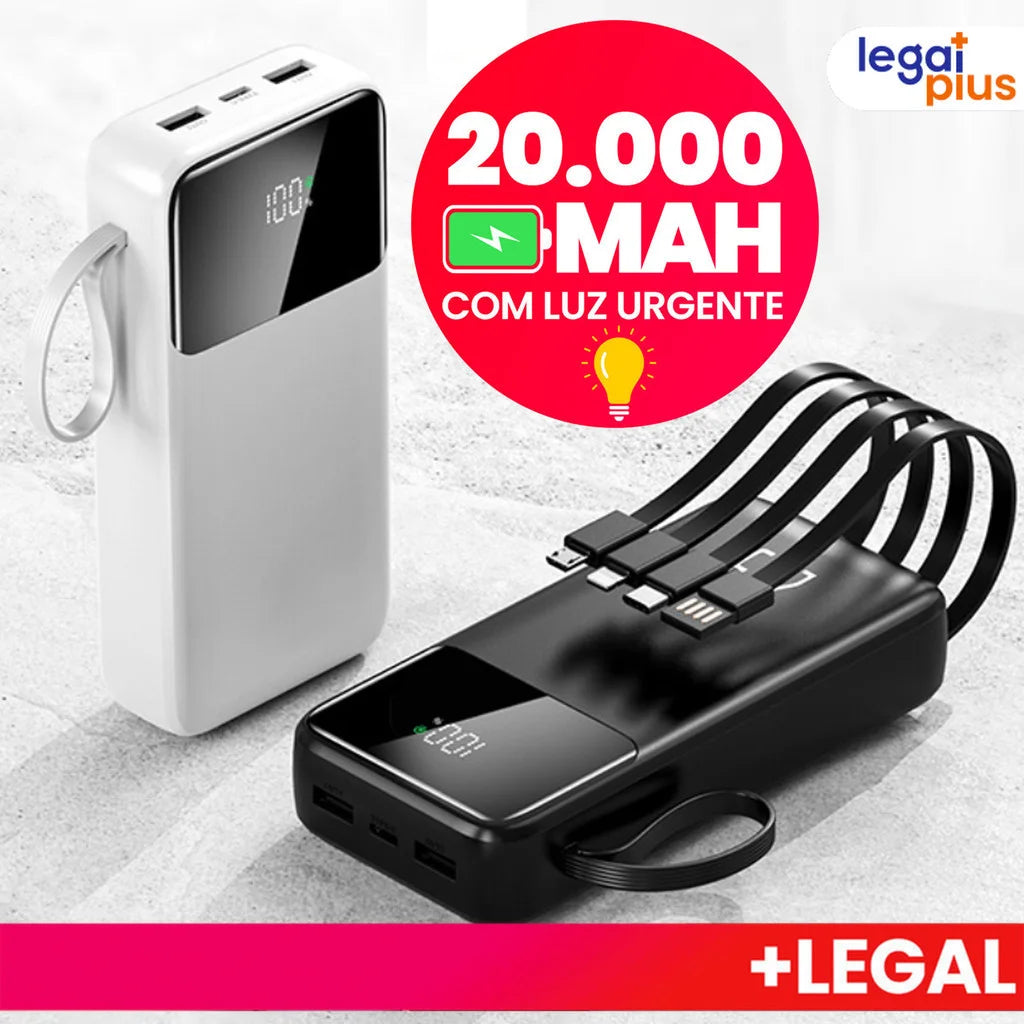 20000mAh Power Bank: Ultra-Fast Charging, Portable Charger, 4 USB Ports and Digital Display