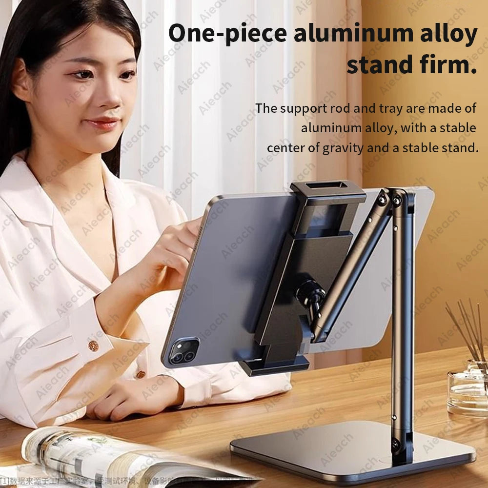 Tablet Stand Holder 15 in Adjustable Long Metal Flexible Arm for 4.7-13 in Phone iPad Stand Ergonomic Desktop Holder Multi-Angle