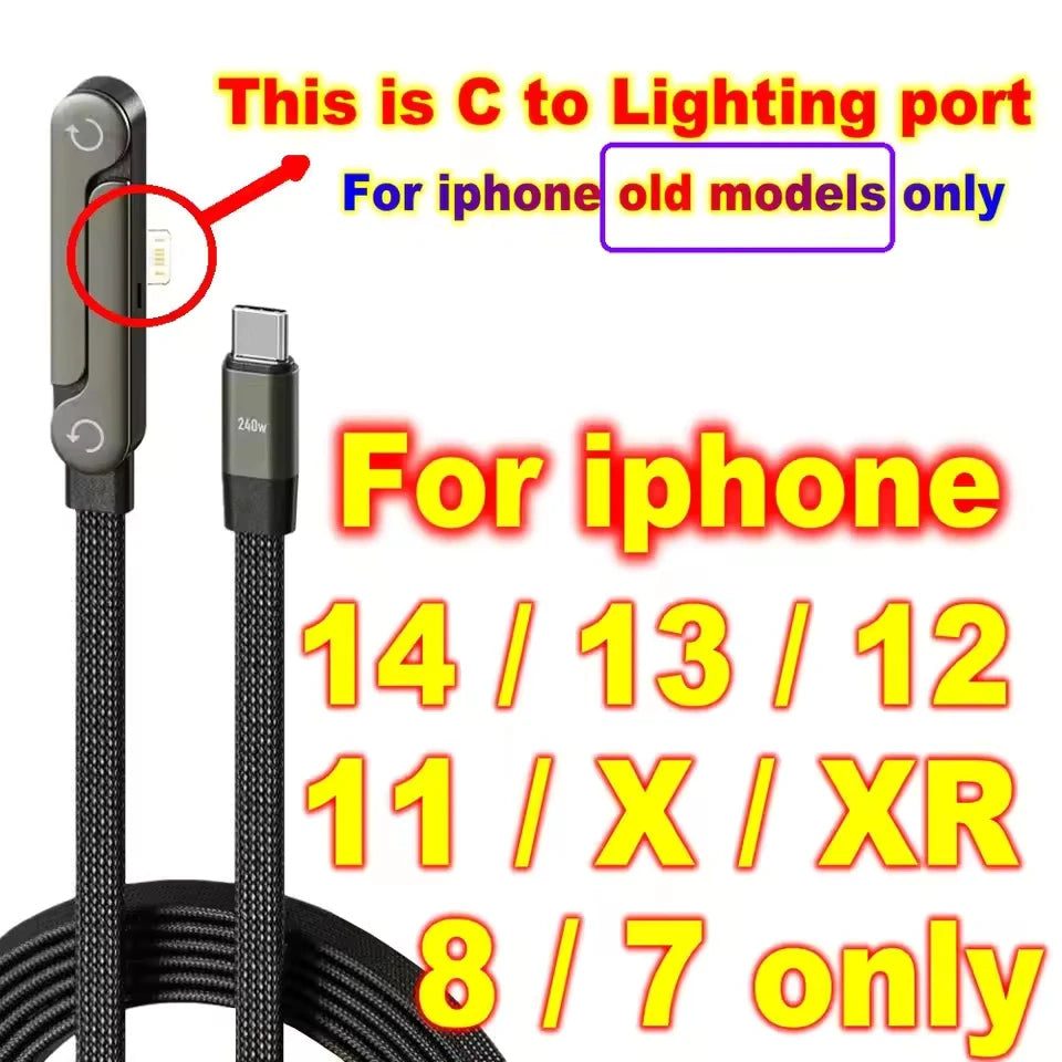 240/65w Fast Charging Foldable Bracket Data Cable 2-in-1 Data Wire Foldable Phone Tablet Stand Type-C to Type-C /USB-A to Type-C