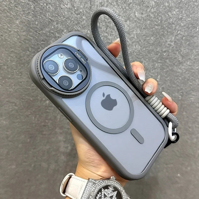 Luxury With Lanyard Magsafe Phone Case For iPhone 11 12 13 14 15 16 Pro Max Plus Magnetic Holder Bumper Cover