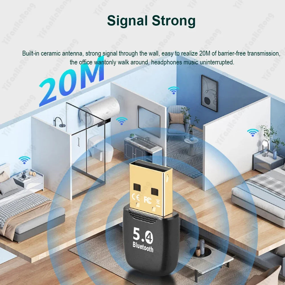 USB Adapter Bluetooth-compatible 5.4 Dongle Adaptador for PC Wireless Mouse Keyborad Laptop Music Audio Receiver Transmitter