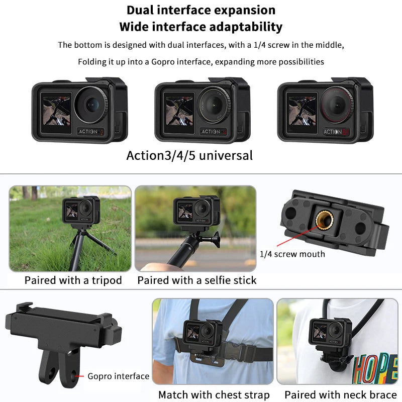 Sport Camera Foldable Magnetic Holder For DJI OSMO Action 5 Pro/4/3 Quick Release Adapter Extension Mount Base Accessories