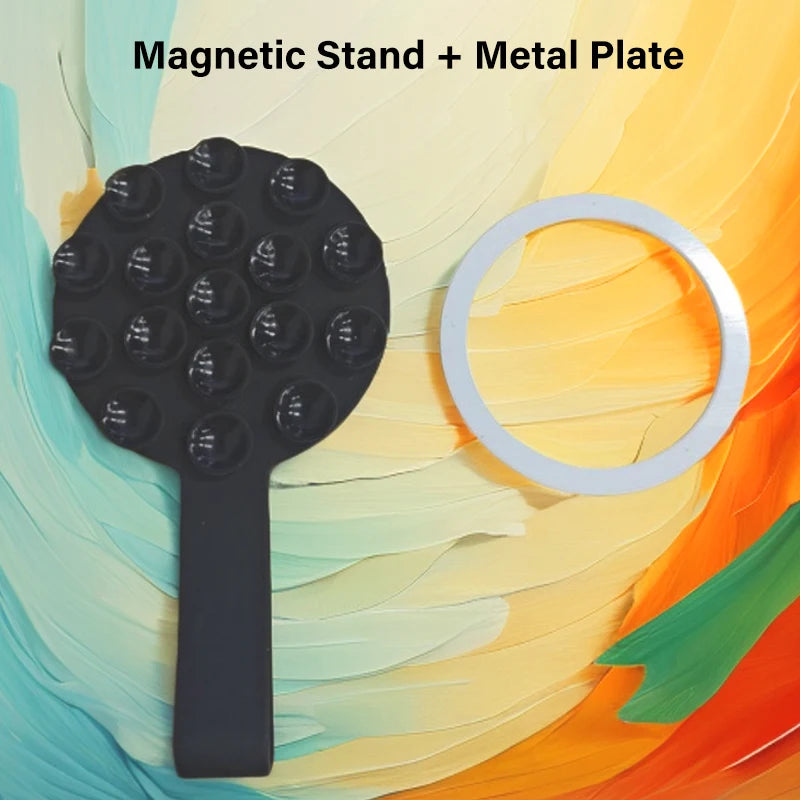 Universal Phone Magnetic Holder for iPhone 17-12 Suction Cup Mount with Metal Plate Portable the Wall Magnet Stand for Magsafe