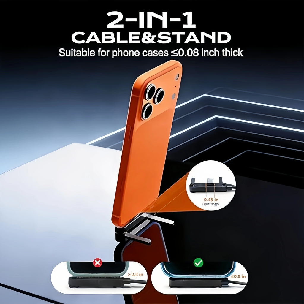 240/65w Fast Charging Foldable Bracket Data Cable 2-in-1 Data Wire Foldable Phone Tablet Stand Type-C to Type-C /USB-A to Type-C