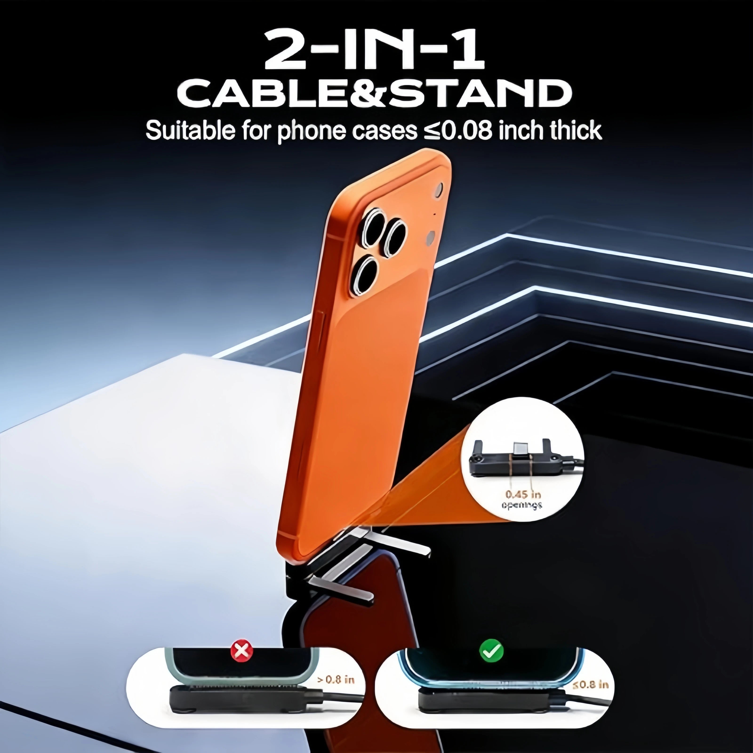 240/65w Fast Charging Foldable Bracket Data Cable 2-in-1 Data Wire Foldable Phone Tablet Stand Type-C to Type-C /USB-A to Type-C