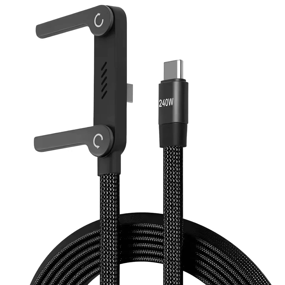 240/65w Fast Charging Foldable Bracket Data Cable 2-in-1 Data Wire Foldable Phone Tablet Stand Type-C to Type-C /USB-A to Type-C