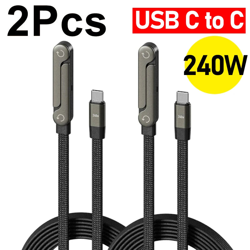 240W/65W Fast Charging Data Cable 2-in-1 Data Wire Foldable Phone Tablet Stand Type-C to Type-C /USB-A to Type-C Charger Cord