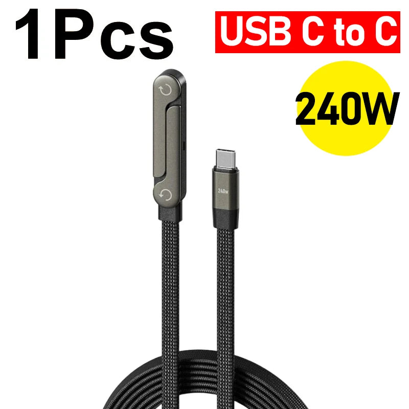 240W/65W Fast Charging Data Cable 2-in-1 Data Wire Foldable Phone Tablet Stand Type-C to Type-C /USB-A to Type-C Charger Cord