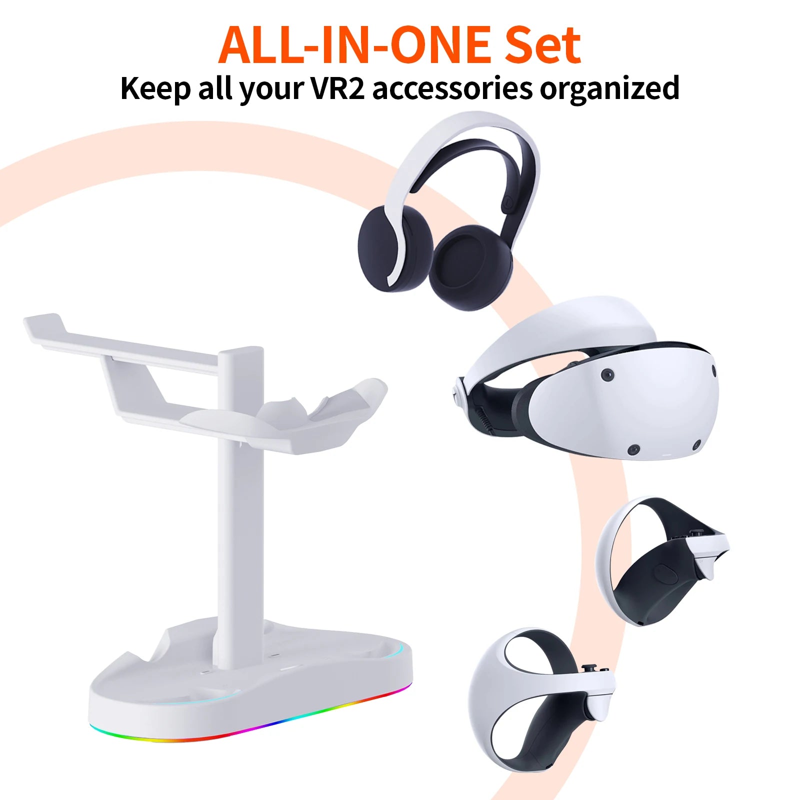 Controller Charging Dock for PS5 VR2 Charging Station with VR Headset Holder Display Stand PS VR2 Controller Charger for PSVR2