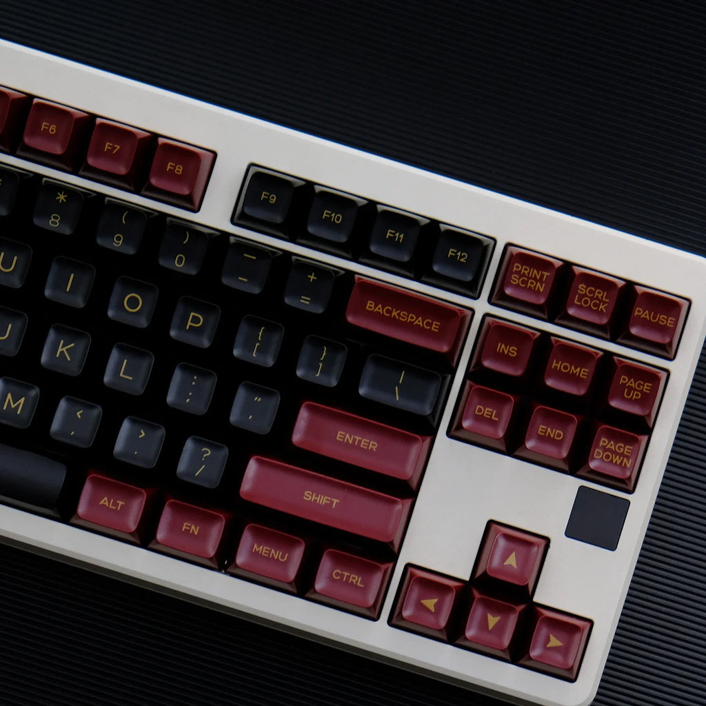 KBDiy 142Keys/Set GMK Red Samurai Keycaps for Mechanical Keyboard PBT Double Shot SA Profile Black and Red Keycap MX Switch 61