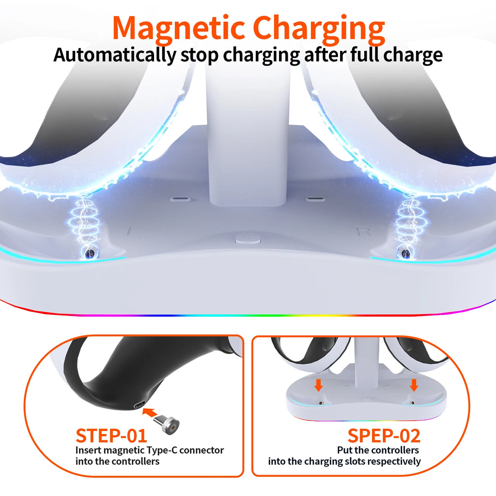 Controller Charging Dock for PS5 VR2 Charging Station with VR Headset Holder Display Stand PS VR2 Controller Charger for PSVR2