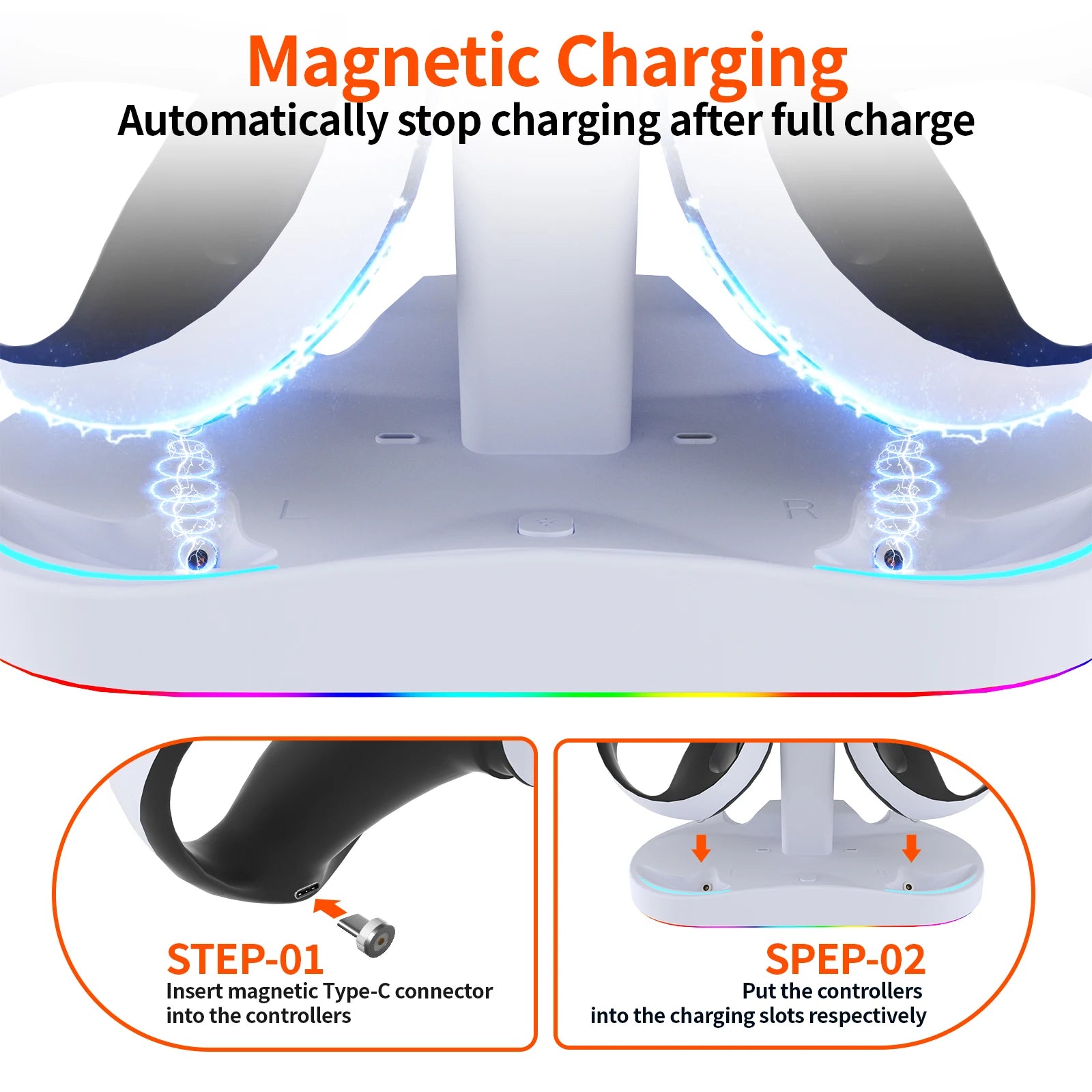 Controller Charging Dock for PS5 VR2 Charging Station with VR Headset Holder Display Stand PS VR2 Controller Charger for PSVR2