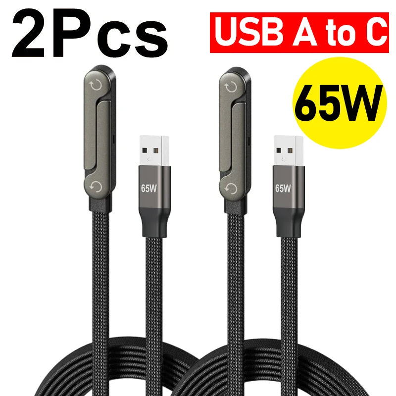 240W/65W Fast Charging Data Cable 2-in-1 Data Wire Foldable Phone Tablet Stand Type-C to Type-C /USB-A to Type-C Charger Cord