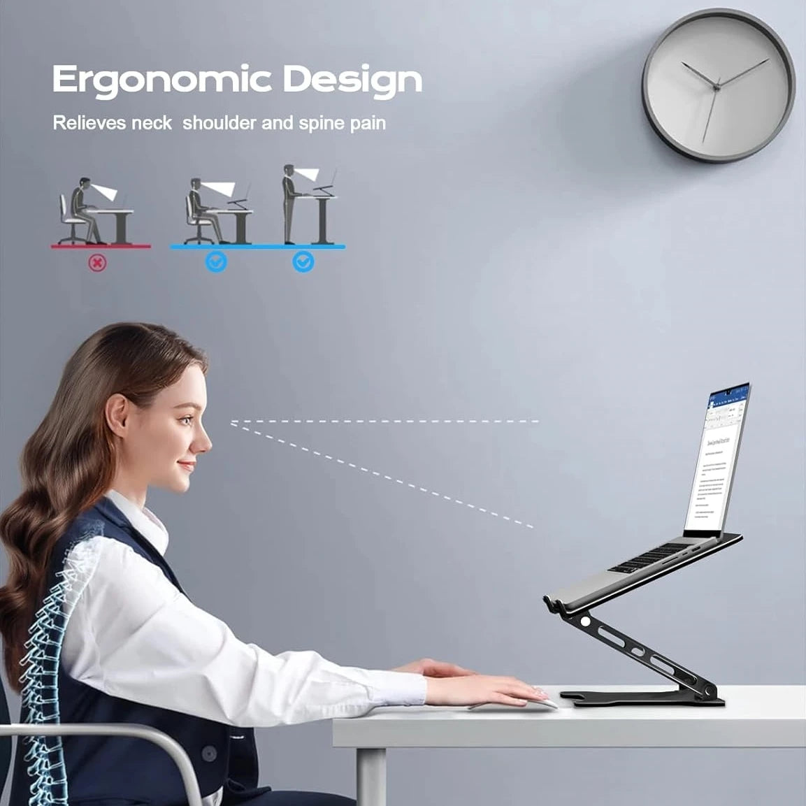 DT-02B Aluminum Alloy Stand, Adjustable Folding Cooling Support for Phone, Tablet, 17" Laptop