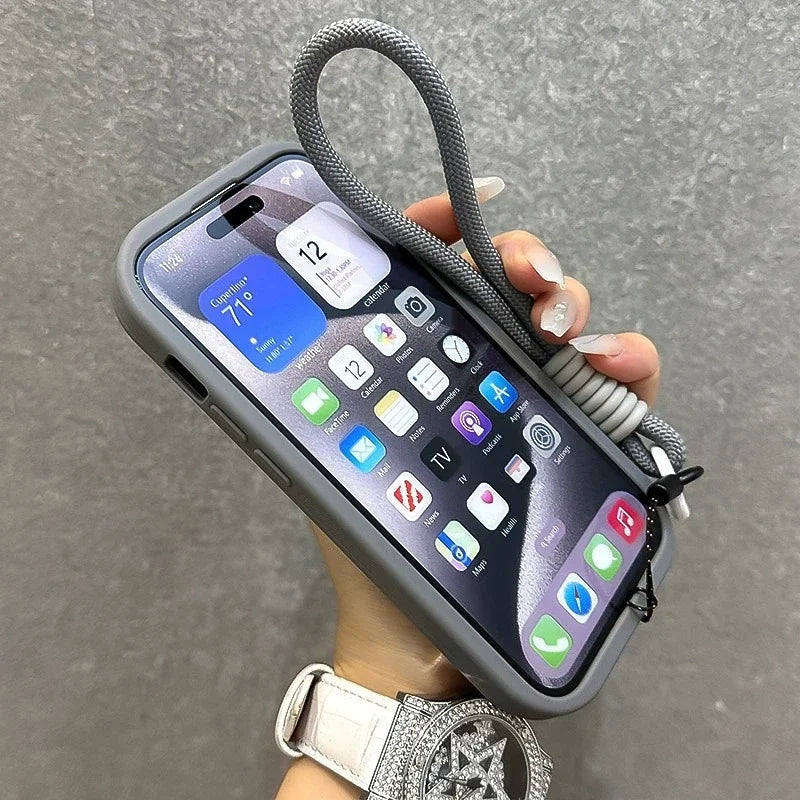 Luxury With Lanyard Magsafe Phone Case For iPhone 11 12 13 14 15 16 Pro Max Plus Magnetic Holder Bumper Cover