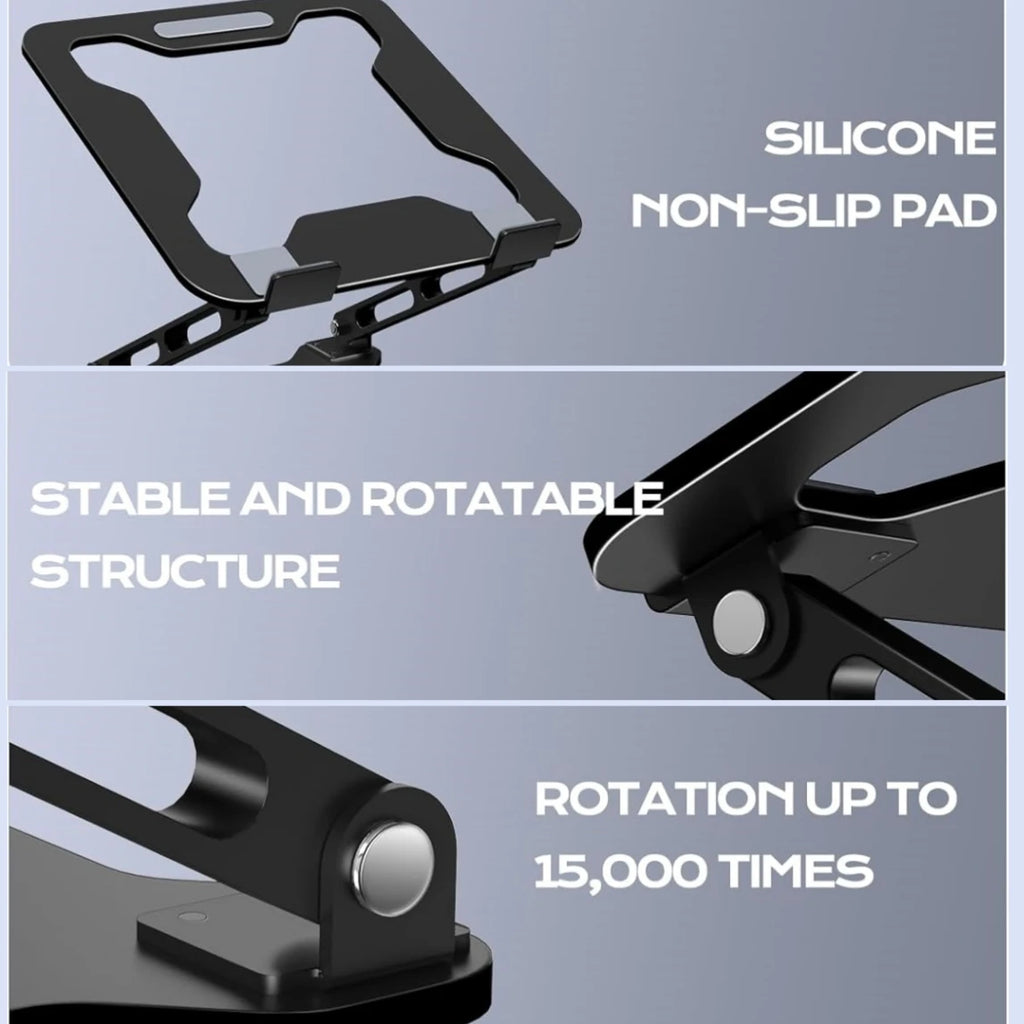 DT-02B Aluminum Alloy Stand, Adjustable Folding Cooling Support for Phone, Tablet, 17" Laptop
