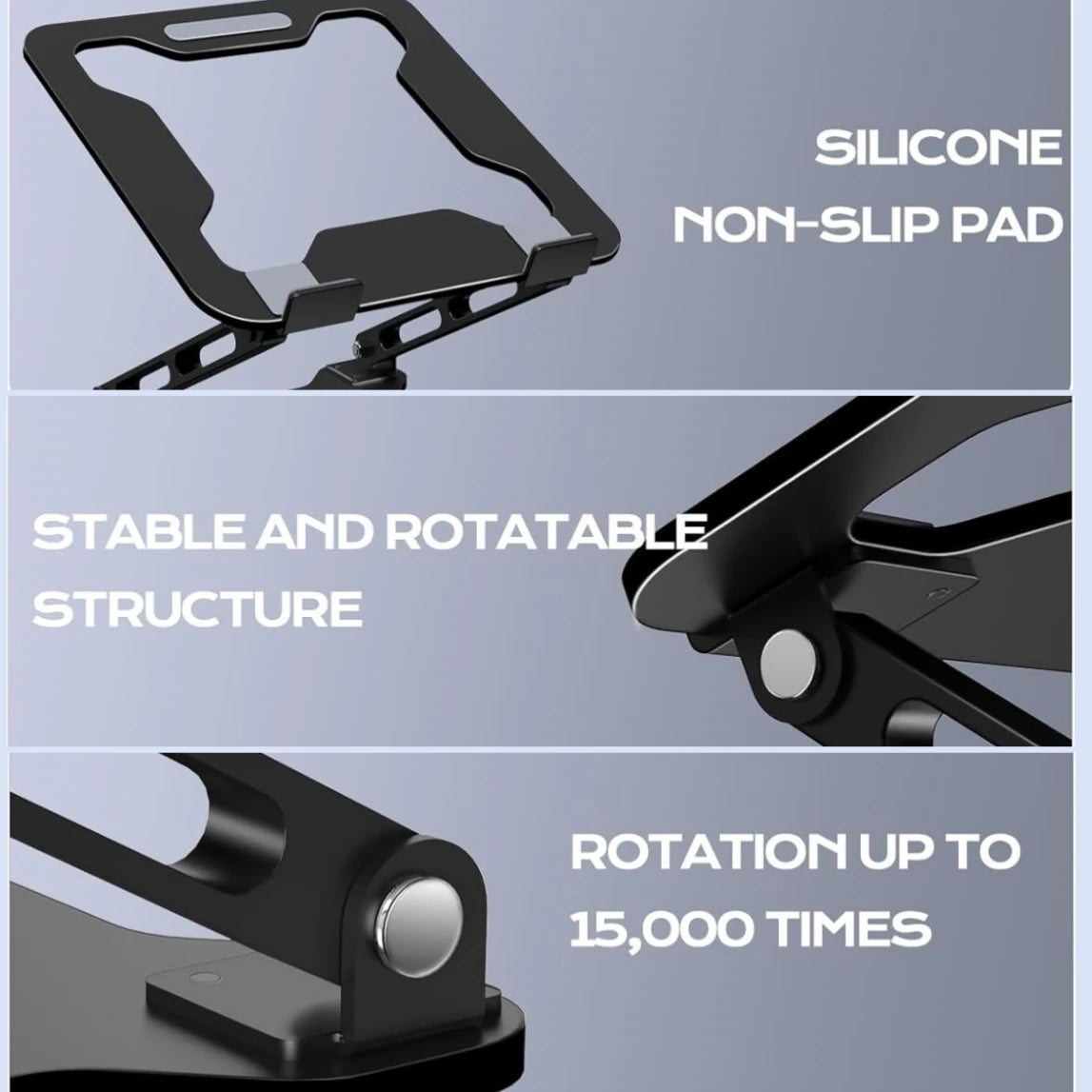 DT-02B Aluminum Alloy Stand, Adjustable Folding Cooling Support for Phone, Tablet, 17" Laptop