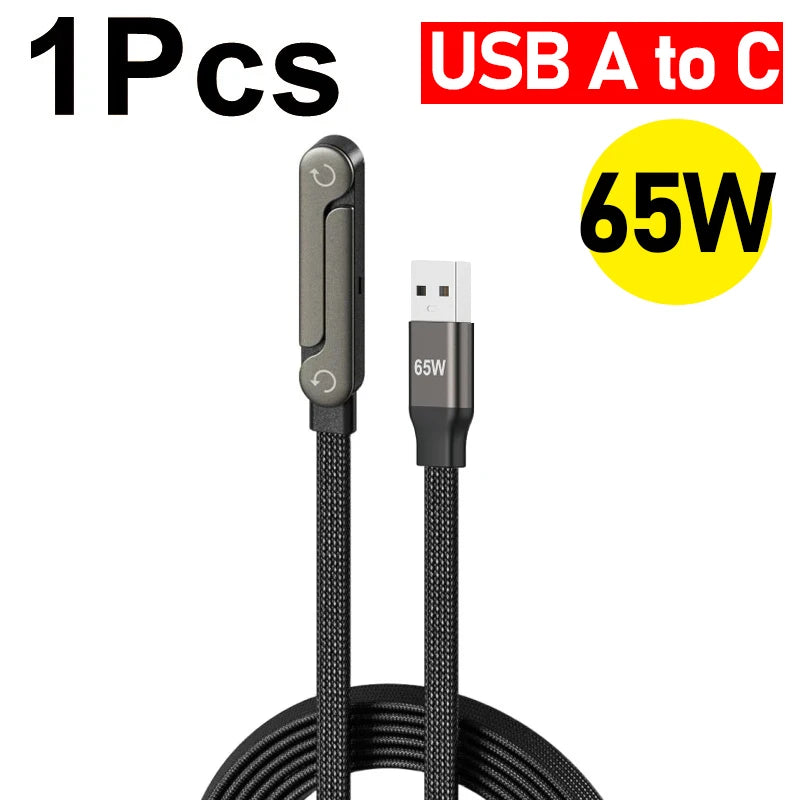240W/65W Fast Charging Data Cable 2-in-1 Data Wire Foldable Phone Tablet Stand Type-C to Type-C /USB-A to Type-C Charger Cord