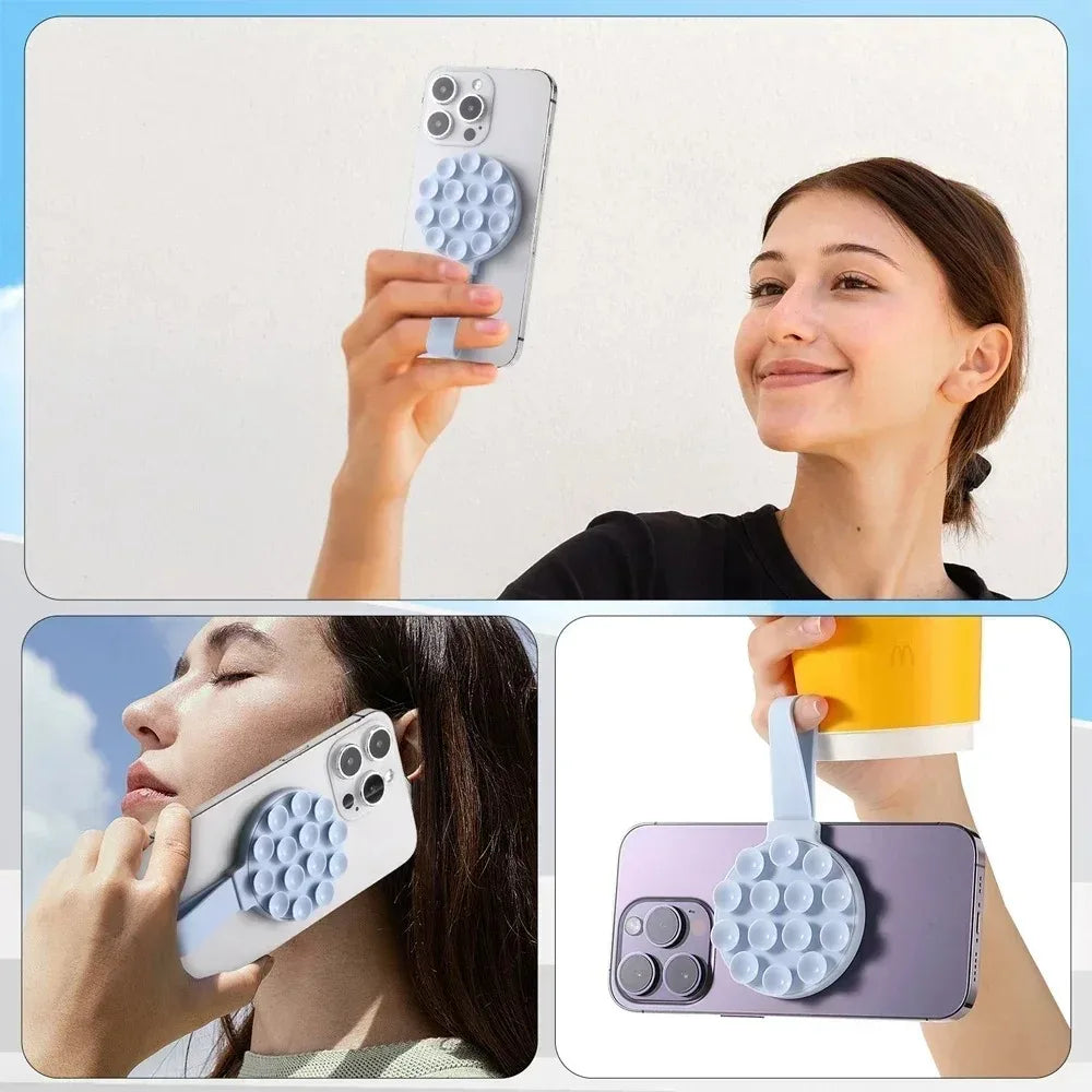 Universal Phone Magnetic Holder for iPhone 17-12 Suction Cup Mount with Metal Plate Portable the Wall Magnet Stand for Magsafe