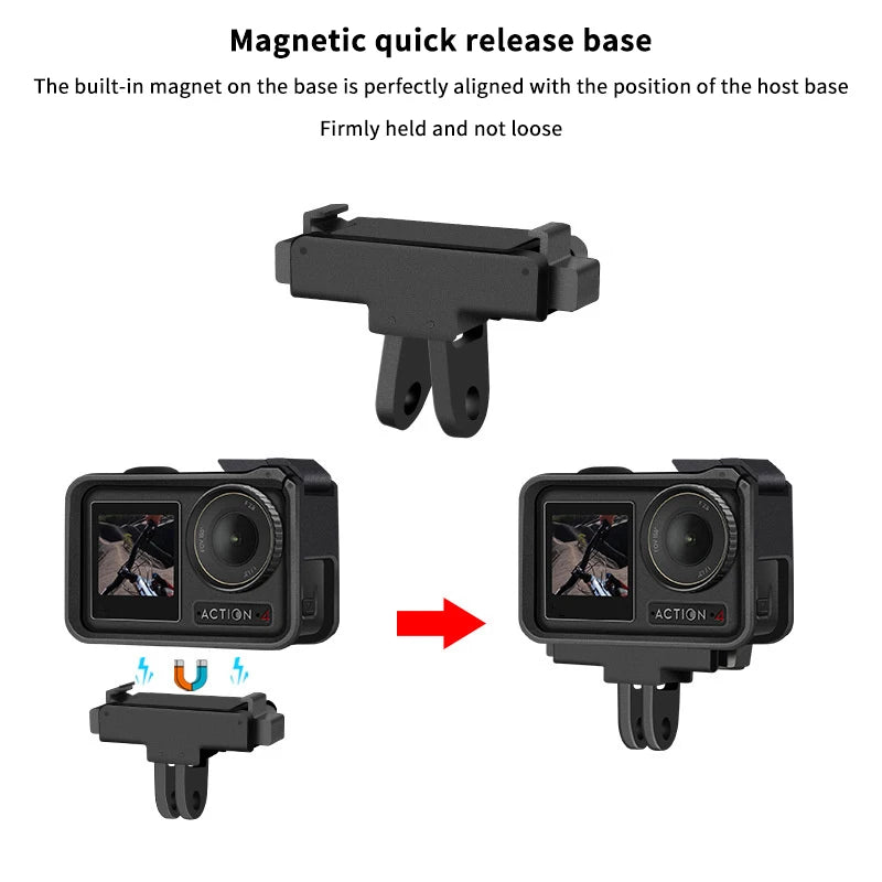 Sport Camera Foldable Magnetic Holder For DJI OSMO Action 5 Pro/4/3 Quick Release Adapter Extension Mount Base Accessories