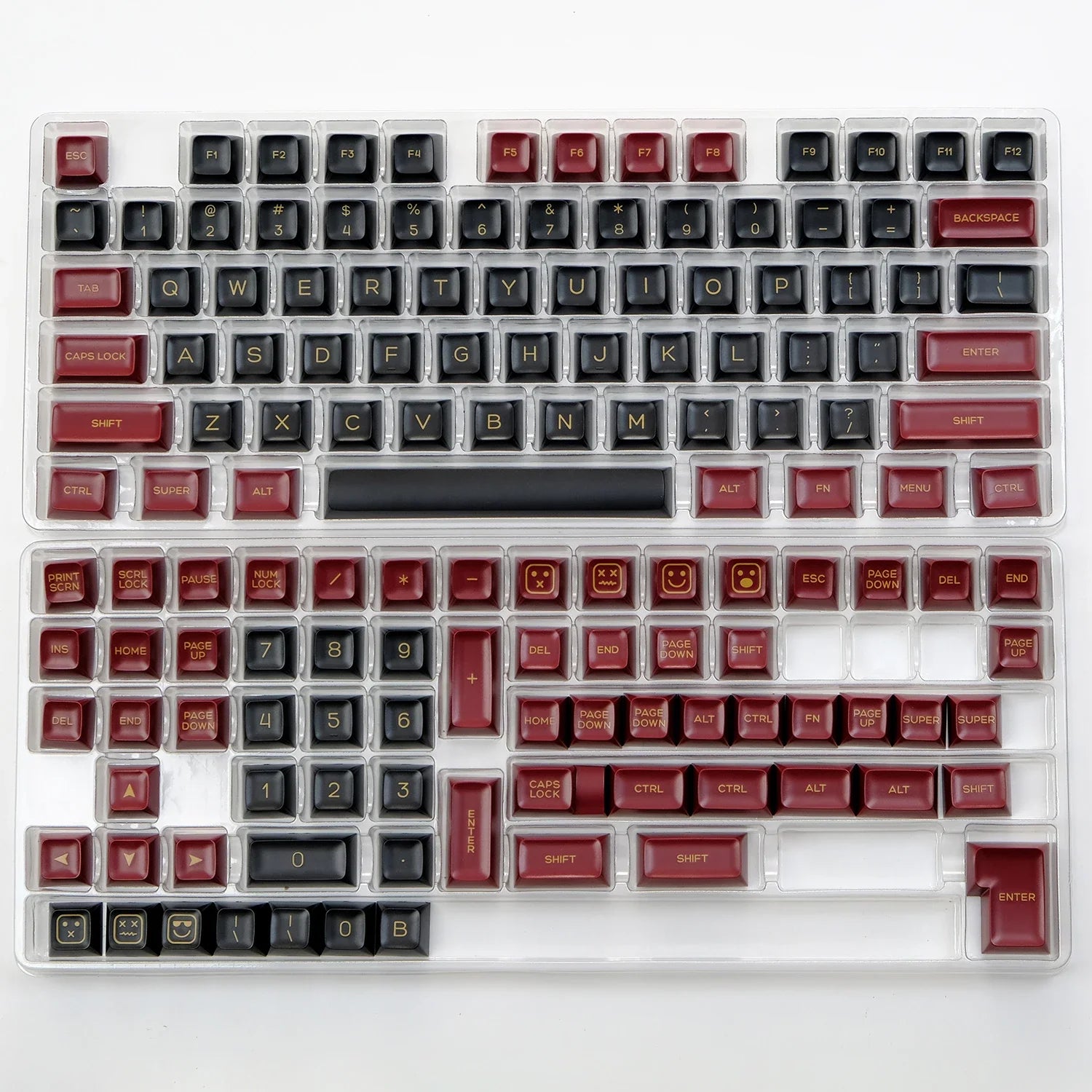 KBDiy 142Keys/Set GMK Red Samurai Keycaps for Mechanical Keyboard PBT Double Shot SA Profile Black and Red Keycap MX Switch 61