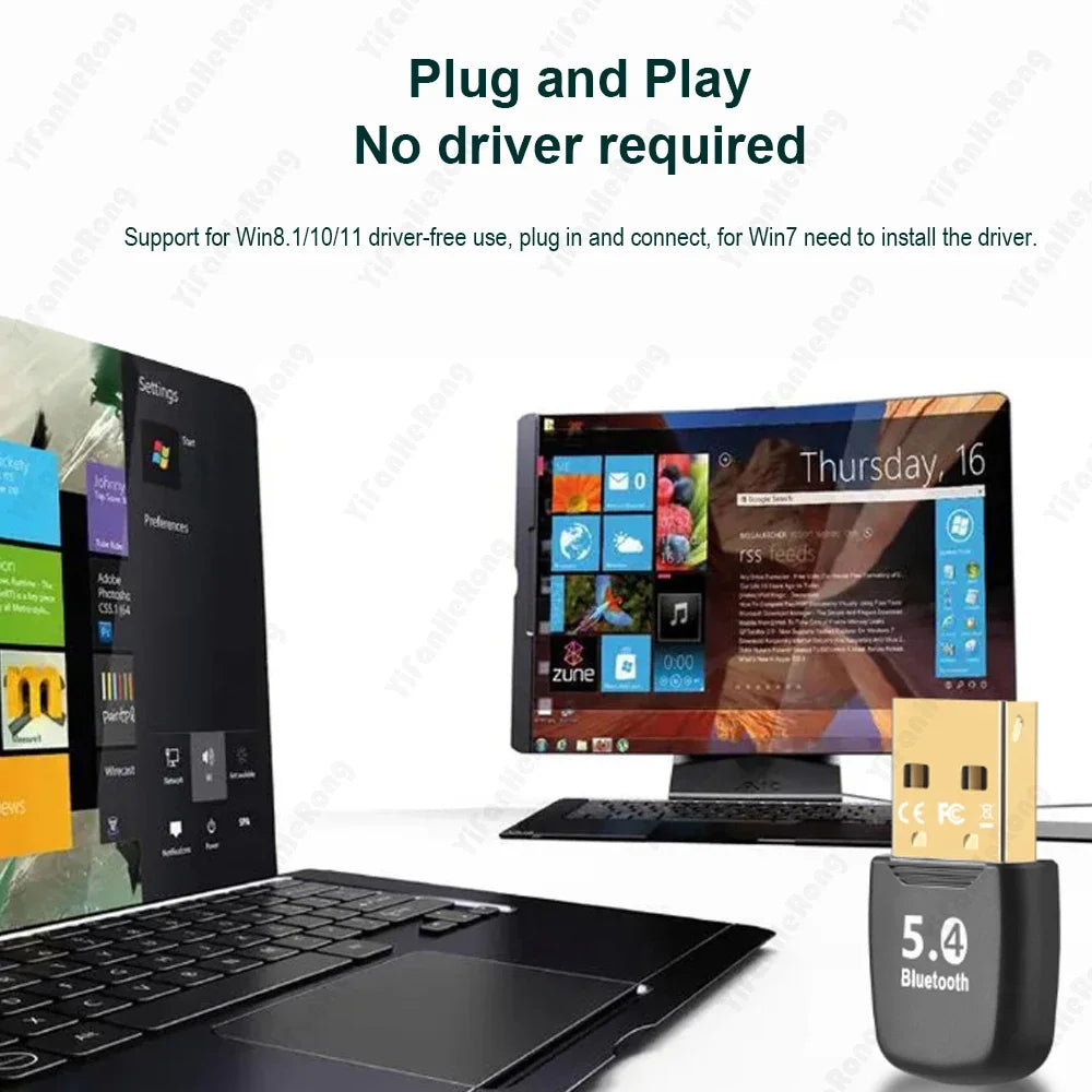 USB Adapter Bluetooth-compatible 5.4 Dongle Adaptador for PC Wireless Mouse Keyborad Laptop Music Audio Receiver Transmitter