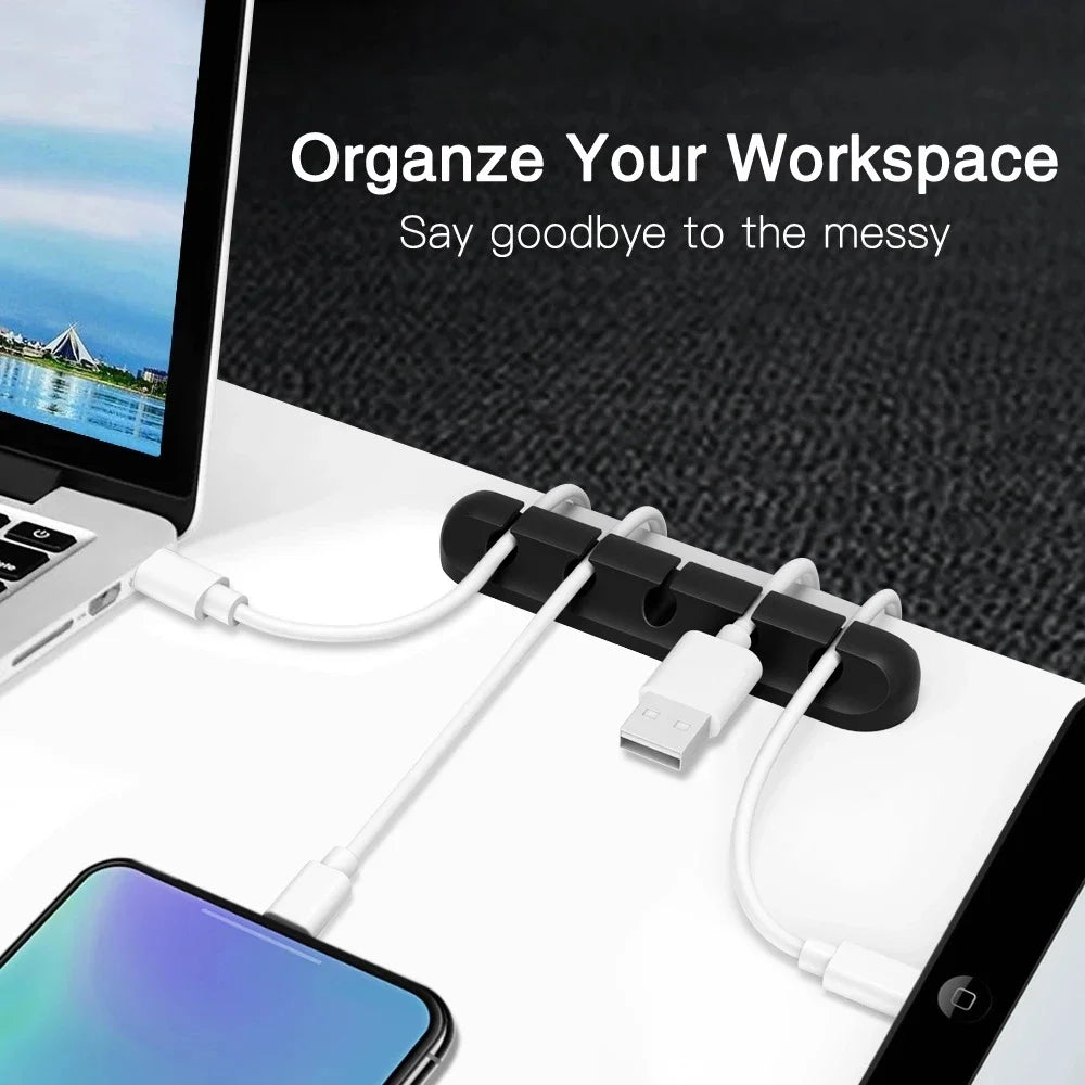 Adhesive Cable Holder Clips Cord Management Wire Organizer for Desktop USB Charging Cable Nightstand Power Cord Mouse Cable